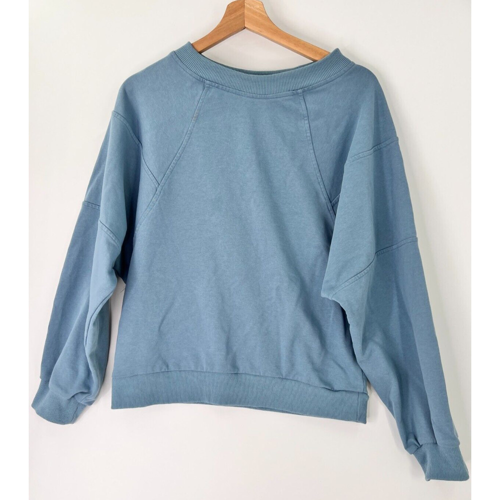 Merokeety Crew-Neck Long Sleeve Pullover Sweater Light Blue Womens Medium